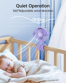 SWEETFULL Portable Stroller Fan with Display 4000mAh Battery Powered Mini Clip On Fan, 4-Speed Rechargeable Small Personal Cooling for Baby Car Seat Crib Travel - Purple by TinyTreasures Baby Boutique