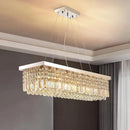 Siljoy Modern Rectangular Crystal Chandeliers 8 Lights Rectangle Raindrop Pendant Ceiling Light Fixture for Kitchen Island Dining Room, Adjustable Height, Polished Chrome Finish, L40 x W10 x H10 by CozyNest Decor