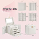 5-Layer Jewelry Box with 4 Drawers, Huge Portable Jewelry Organizer with Lock and Mirror for Women, for Necklace Ring Earring Bracelet Storage, Lockable Jewelry Case, White by TinyTreasures Baby Boutique