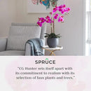 Faux Pink Orchid Plant, Premium Artificial Indoor Flower Display Stands 25-Inches with Beautiful Sculptural Blooms and Foliage That Lasts Forever, Grey Planter Pot Included by CozyNest Decor