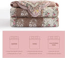 NEWLAKE Quilt Set Queen Size, Cotton Patchwork Pink Floral Quilt Sets, Real Stitched Embroidery Bedspread Lightweight and Breathable for All Seasons, Soft Quilted with 2 Pillow Shams by CozyNest Decor
