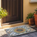 Door Mat Welcome Mat, Heavy Duty Door Mat 17.7 x 29.5 Inch Front Door Mat Rug Doormat for Outdoor Entrance Home Non-Slip Rubber Rug for Front Door, Outside, Entryway, Patio (Flower) by CozyNest Decor