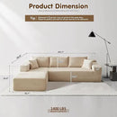 ovios 104" Cloud Sectional Couch with L-Shape Chaise,Modern Modular Sofa with Deep Seat, Upholstered Couches for Living Room Bedroom,No Assembly Required, Beige (Plush Corduroy Fabric) by CozyNest Decor