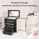 Kendal Extra Large Jewelry Box Jewelry Case PU Leather 6 Tier 5 Drawers Large Storage Capacity with Mirror Jewelry Storage Organizer Great Gift Also Good For Watches LJC-SHD5BK (black) by TinyTreasures Baby Boutique
