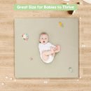 Padded Baby Play Mat, Super Soft Vegan Leather Baby Mat for Floor, 48x48 Thick Foam Cushioned Play Mat for Babies 6-12 Months, Fits Nicely Into 50x50 Playpen Mat, Grayish Green by TinyTreasures Baby Boutique