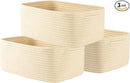 KALLAX Small Woven Basket, 13.5 x 9.5 x 5 Inches, Storage Basket for Organizing, Cute Small Rope Shelf Closet Cube Storage Bins Baskets for Shelves, Dog Toy Gift Baskets Empty, 3 Packs, Beige by TinyTreasures Baby Boutique