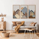 IARTTOP Large Mountain Wood Wall Art 16"x32"x3 Abstract Forest Wall Sculpture Geometric Boho Sunset Wilderness Artwork for Bedroom Living Room Office by CozyNest Decor