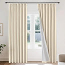 Joydeco Pinch Pleated Linen Curtains Darkening Drapes for Bedroom, 100% Blackout Drapes 96 inches Long 2 Panels Heat Blocking Curtains(Bleached Sand,40'' Wx96'' L) by CozyNest Decor