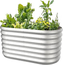 4x2x2ft Oval Galvanized Raised Garden Bed Kits Outdoor Large Metal Modular Planter Box 9-in-1 Raised Beds for Gardening,Vegetables,Fruits,Flowers & Herbs (Silver) by GreenHaven Gardens