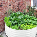 FORTUNO 2 Pcs 17" Tall 4 Ft Round Raised Garden Bed Box Galvanized Metal Outdoor High Flower Bed Steel Patio Ground Planter for Planting Vegetables and Herbs, White by GreenHaven Gardens