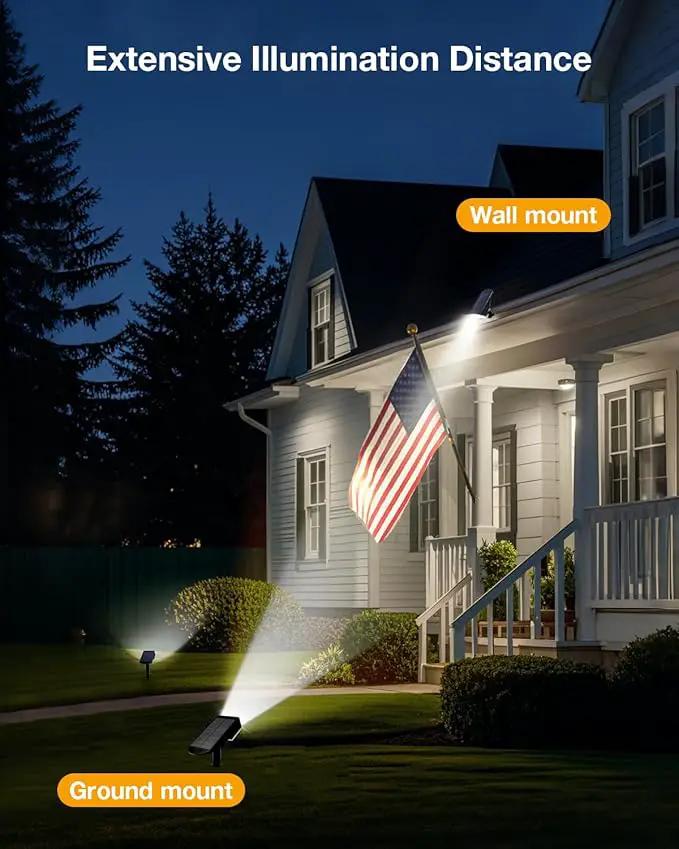 Solar Power Spotlight Outdoor Waterproof Landscape LED Accent Lighting for Yard, Tree, Plants, Walls, Path, Garden, Statues, Adjustable Brightness,Dusk to Dawn Long Lasting 4 Pack Cool White, photo 3 of 9