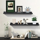 Black Floating Shelves for Wall 24 Inch Wall Shelves with Lip Modern Picture Ledge Shelf Wall Mount Photo Shelves Room Decor Hanging Book Shelves Set of 2 for Bedroom Living Room Bathroom Kitchen by CozyNest Decor