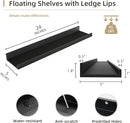 Picture Ledge Shelf, Wood Floating Shelves Set of 4, 24 inch Picture Ledge Shelves, Photo Ledge Nursery Book Shelves Wall Mounted for Living Room Kids' Room Bedroom, Color Black by TinyTreasures Baby Boutique