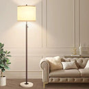 Nintiue 【Upgraded】 Dimmable Floor Lamp for Living Room, 11W LED Bulb Included, Modern Standing Lamp with Marble Base, Tall Pole Light with Linen Shade for Bedroom Reading Office Corner Nursery-Brown by CozyNest Decor