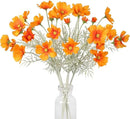 IPOPU Orange Silk Flowers Artificial Daisies 5PCS Cosmos Artificial Flowers Fake Wildflowers Daisy Flowers with Stems for Home Decor Indoor Floral Arrangements Centerpiece (Orange) by CozyNest Decor