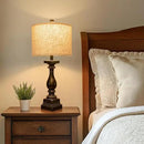 BOBOMOMO 27" Farmhouse Table Lamp Set of 2 with USB A+C for Bedroom Living Room Vintage Rustic Traditional Nightstand Bedside Lamps Retro Side Table Lamps (Black) by CozyNest Decor