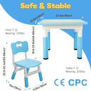 FUNLIO Kids Table and 4 Chairs Set, Height Adjustable Toddler Table and Chair Set for Ages 3-8, Easy to Wipe Arts & Crafts Table, for Classrooms/Daycares/Homes, CPC & CE Approved (5-Piece Set) - Blue by CozyNest Decor