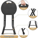 Folding Stool - 550lbs Capacity, Foldable Handle, Portable Heavy Duty, Outdoor/Indoor, 18 Inch Collapsible for Camping & Home (Set of 1, Black) by GreenHaven Gardens