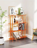 Clear Bookshelf, Acrylic Bookcase with Open Book Shelf for Office Living Room Bedroom (4 Tier Orange) by CozyNest Decor