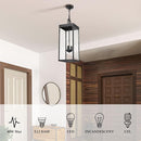 Large Outdoor Pendant Lantern Light Fixture for Front Porch, 24 Inch 3-Light Black Exterior Hanging Chandelier with Clear Glass, Outdoor Indoor Pendant Lamp for Patio, Gazebo, Entryway, Doorway by CozyNest Decor