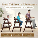 Solid Wood High Chair for Toddlers to Teens, Adjustable Height Toddler Dining Chair, Easy to Clean Toddler Highchair with Removable PU Cushion for Dining, Studying, Step Tool, Walnut by TinyTreasures Baby Boutique