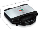 T-fal Compact Sandwich Maker, Stainless Steel, Easy to Clean, Indicator Lights, Cool Touch Handle, Grilled Cheese, Panini, 625 Watts, Black by GreenHaven Gardens