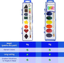 Color Swell Bulk Watercolor Paint Set – 18-Pack with 8 Washable Colors & Shape Learning Tools – Includes Strong Wood Brushes for Kids by TinyTreasures Baby Boutique