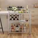 FATORRI Bar Cart Silver, Bar Carts for The Home, Home Bar Serving Carts for Liquor, Rolling Wine Cart with 3 Tier Mirrored Shelves on Wheels for Alcohol and Beverage (Silver) by CozyNest Decor