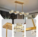 Dining Room Light Fixture,Gold Modern Crystal Chandelier Rectangular Pendant Light with 8 Light Farmhouse Chandeliers for Kitchen Island Dining Room Living Room Bedroom by CozyNest Decor