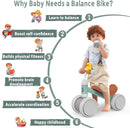 Baby Balance Bike Toys for 12-36 Months Kids Toy Boy and Girls Gifts Toddler Best First Birthday Gift Children Walker No Pedal Infant 4 Wheels Bicycle (Classic, Light Green) by TinyTreasures Baby Boutique