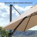 PURPLE LEAF 9.8' X 9.8' Tilting Patio Umbrella with Base Outdoor Cantilever Swivel Square Umbrella with Tilt Aluminum Offset Umbrella with 360-degree Rotation for Garden Deck Pool Patio Beige by GreenHaven Gardens