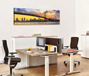 Philadelphia Skyline Wall Art Cityscape Living Room Decor Panorama Pictures City Building House Poster Canvas Print Bridge Sunset Scenery Office Bedroom Decorations Framed 13.8"x45.3" by CozyNest Decor