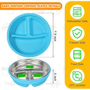 Nuogo 2 Pcs Stainless Steel Baby Suction Plates with Removable Silicone Shell 2-in-1 Metal Toddler Bowl Divided for Picky Eaters Kids Feeding Led Weaning Supplies, Dishwasher Safe (Yellow,Blue) by TinyTreasures Baby Boutique