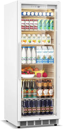 Tylza 13.8 Cu Ft Commercial Refrigerator with Glass Door Display Beverage Fridge, Upright Beverage Cooler Merchandiser, Low Noise, Fast Cooling, White by CozyNest Decor