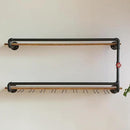 41 Inch Wine Rack Wall Mounted 2 Tier, Hanging Floating Bar Liquor Shelves with Glass Holder Storage Under, Industrial Rustic Pipe Farmhouse Kitchen Decor Black by CozyNest Decor
