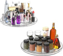 URALFA Lazy Susan Organizer for Cabinet 2 Pack, 10.6" Clear Lazy Susan Turntable Rotating Organizer, Plastic Organization and Storage Spinning Spice Rack for Kitchen, Bathroom, Pantry, Fridge, Table by CozyNest Decor