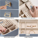 KAMIER Jewelry Organizer Box, 2 Layers PU Leather, Large Capacity, Double Lock and Large Mirror, Hidden Necklace Hooks, Removable Dividers, Gift Box Packaging,Bluish Grey by TinyTreasures Baby Boutique