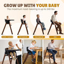 Adjustable High Chair with Removable Tray, Easy to Clean, Portable. 6 Months up to 240 Lb (Black Brown) by TinyTreasures Baby Boutique