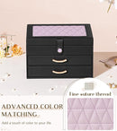 Black Jewelry Box Organizer: Home Decor for Women - 2-Drawer Holder for Valentine’s Day Birthday Christmas Black Grey-Purple by TinyTreasures Baby Boutique