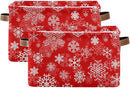 Christmas White Snowflakes on Red Storage Basket Cube Storage Bins Organizer Bag Collapsible Closet Shelf Baskets with handle for Baby Cloth Pet Toy Book 14.2×10.2×8.3 IN by TinyTreasures Baby Boutique