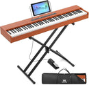 MUSTAR Digital Piano 88 Weighted Keys with Stand Touch Sensitivity, 88 Key Semi Weighted Keyboard Piano Portable Electric Piano for Beginners, Dual Stereo Speakers, Case, Sustain Pedal (Brown-MDF) by TinyTreasures Baby Boutique