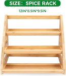 3-Tier Natural Bamboo Spice Rack Organizer - for Kitchen Cabinets, Countertops & Pantries - Space-Saving Tiered Shelf by CozyNest Decor