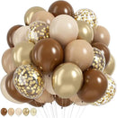 Brown and Gold Balloons 12 Inch Double Stuffed Dark Coffee Tan Cream Beige Sand Nude Neutral Latex Balloon Confetti Balloons for Boho Birthday Rodeo Thanksgiving Baby Bridal Shower Party Decor by CozyNest Decor