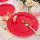 FLOWERCAT 60PCS Red Plastic Plates - Heavy Duty Red Plates Disposable for Party - Include 30PCS 10.25inch and 30PCS 7.5inch for 30 guests Party & Christmas & New Year by CozyNest Decor