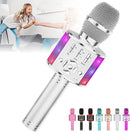 Amazmic Kids Karaoke Microphone Machine Toy Bluetooth Microphone Portable Wireless Karaoke Machine Handheld with LED Lights, Gift for Children Adults Birthday Party, Home KTV(Silver) by TinyTreasures Baby Boutique