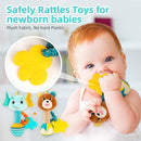 Baby rattles 0-6 months, Set of 2 rattles for babies 0-6 months, Soft Stuffed Animal Rattle Hand Grip Baby Toys, baby rattle Shaker Crinkle Squeaky Sensory Travel Accessories for 0 3 6 9 12 Months old by TinyTreasures Baby Boutique