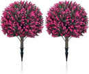 Artificial Topiary Tree with Pink Eucalyptus, Set of 2-17in UV Resistant Fake Evergreen Tree for Porch, Outdoor Artificial Plants for Planters - Ground Spike Included FZHCZWZX by GreenHaven Gardens