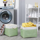 Bidtakay Baskets Fabric Closet Organizer Set of 2 Green Collapsible Storage Bins with Handles 16x12x12 in Large Decorative Tall Baskets for Shelves Nursery Baby Toys Storage Living Room Decor by TinyTreasures Baby Boutique
