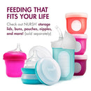 Boon Nursh Reusable Silicone Pouch Baby Bottles - Medium Flow Nipple - Silicone Baby Bottle Pouch and Nipple - Baby Feeding Essentials - Pink - 3-6 Months - 3 Count - 8 Ounce by TinyTreasures Baby Boutique