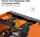 CCCEI Modular Power Tool Organizer Wall Mount with Charging Station. Garage 4 Drill Storage Shelf with Hooks, Drill Bit Heavy Duty Rack, Orange Tool Battery Holder Built in 8 Outlet Power Strip. by GreenHaven Gardens